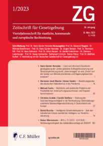 ZG - Zeitschrift für Gesetzgebung Vierteljahresschrift für staatliche und kommunale Rechtsetzung