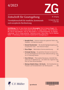 ZG - Zeitschrift für Gesetzgebung Vierteljahresschrift für staatliche und kommunale Rechtsetzung