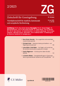 ZG - Zeitschrift für Gesetzgebung Vierteljahresschrift für staatliche und kommunale Rechtsetzung