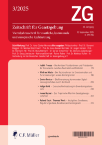 ZG - Zeitschrift für Gesetzgebung Vierteljahresschrift für staatliche und kommunale Rechtsetzung
