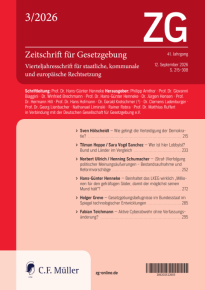 ZG - Zeitschrift f&uuml;r Gesetzgebung Vierteljahresschrift f&uuml;r staatliche und kommunale Rechtsetzung